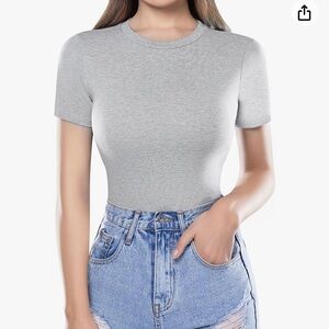 Mangopop Nude Short-Sleeve Bodysuit